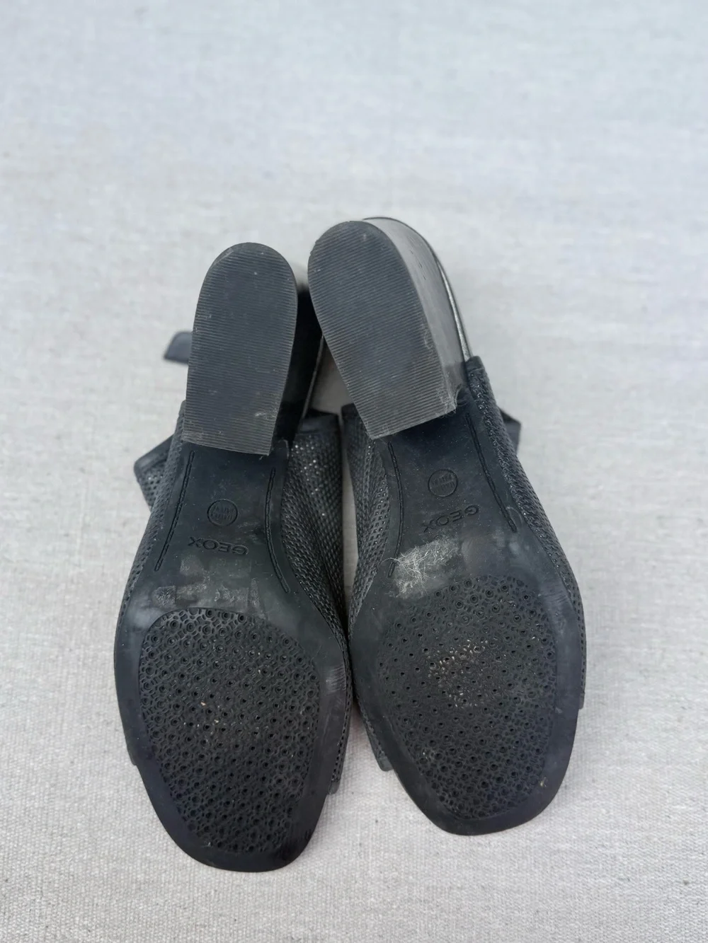 Geox Black Perforated Slingback Open-Toe Heels